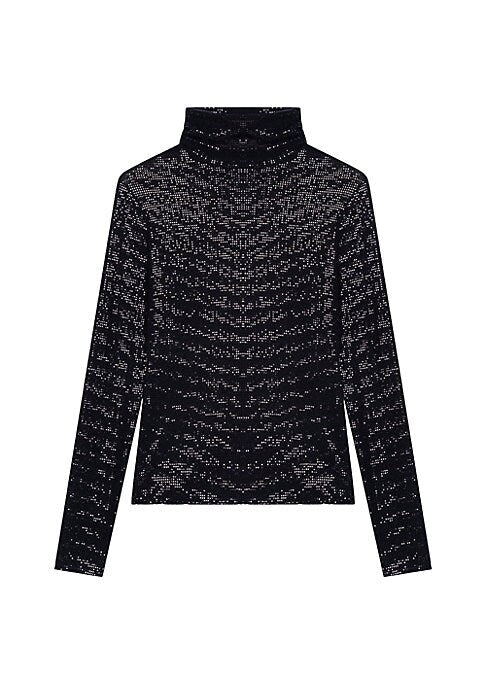 Glittery Funnel Neck Top