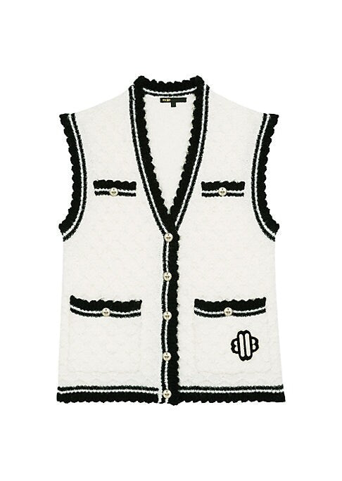 Scalloped Button Front Vest