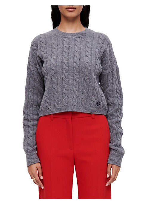 Cropped Cable Knit Sweater