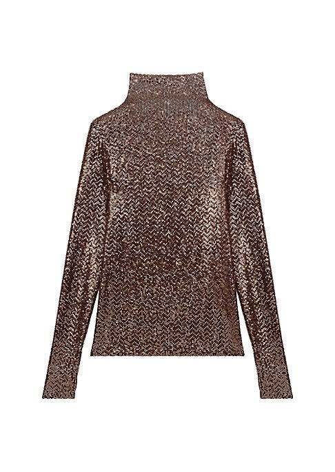 Shimmering Turtleneck Top