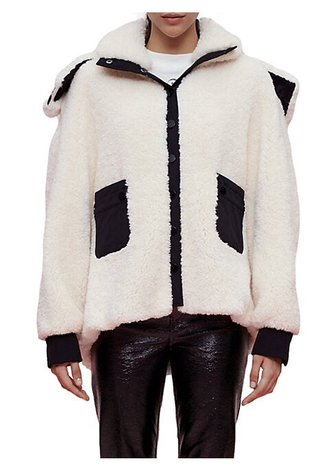 Chic Shearling Vinyl Outerwear