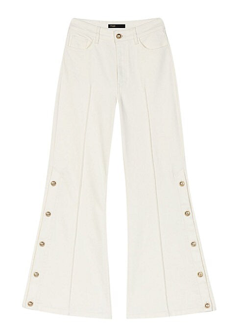 Buttoned Side Flare Trousers