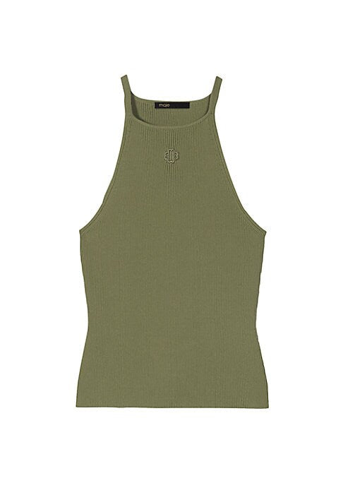 Embroidered Halter Tank