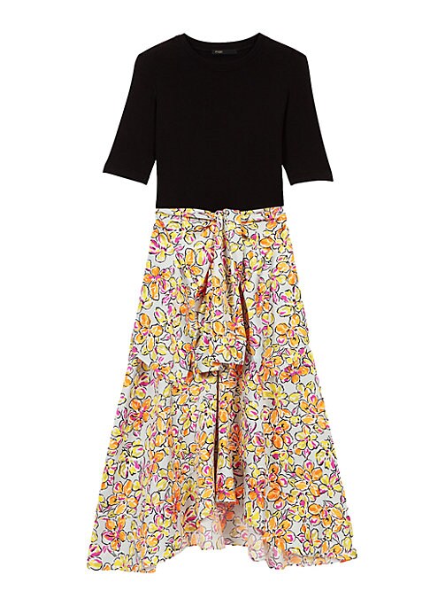 Floral Tie Midi Skirt