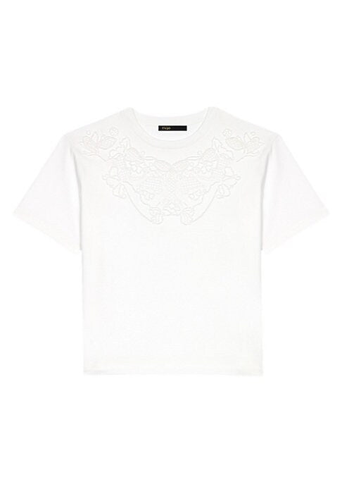 Lace-Embellished Cotton Top