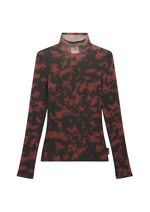 Tortoise Print Mock Top