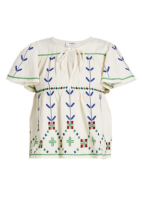 Embroidered Flutter Top