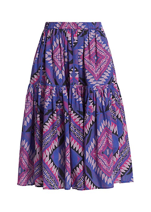 Geometric Flare Midi Skirt