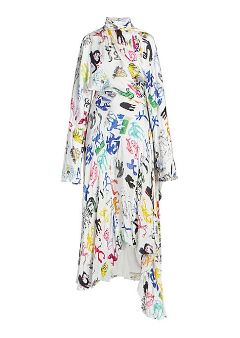 Colorful Satin Twisted Dress