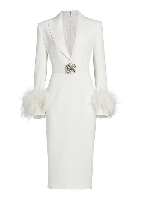 Elegant Feathered Midi Dress