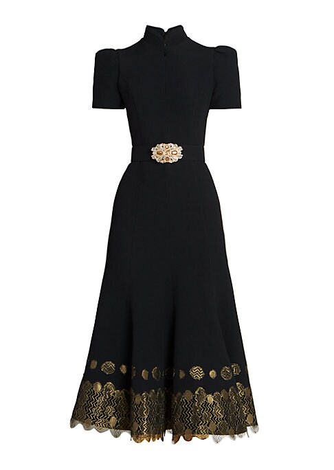 Embroidered Waist Midi Dress