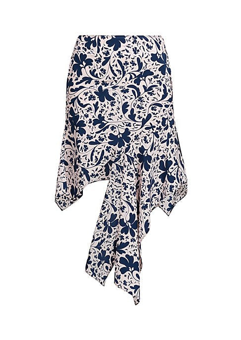 Floral Silk Asymmetrical Skirt