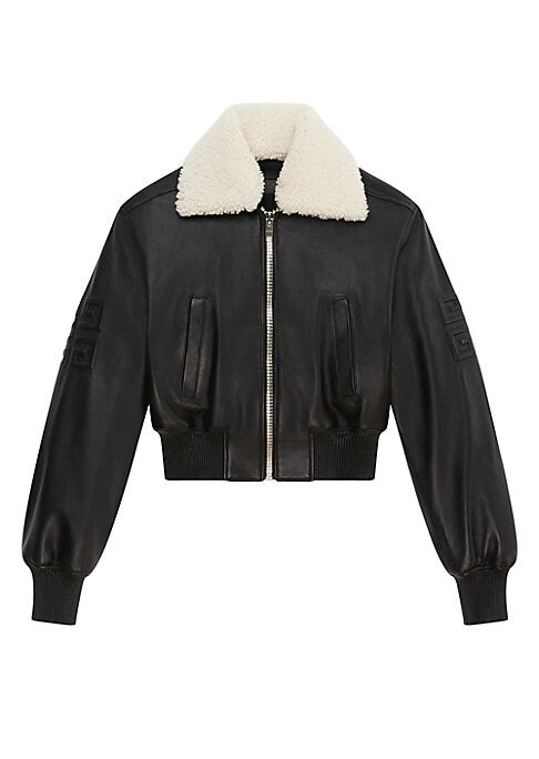 Padded Leather Bomber Jacket