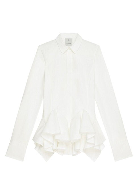 Flounced Cotton Poplin Shirt