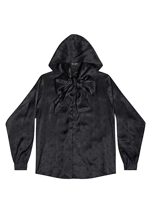 Bold Lettered Hooded Blouse