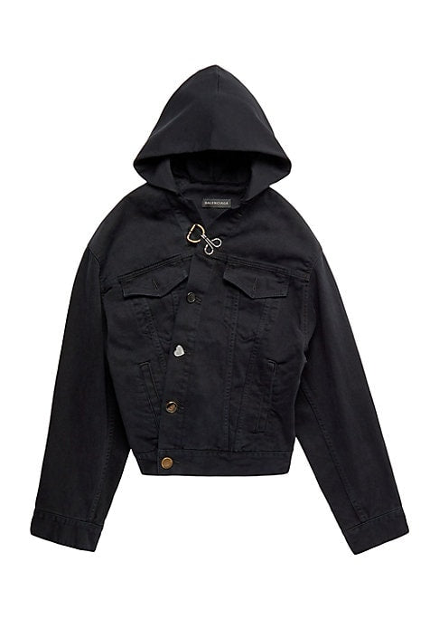 Hooded Asymmetric Denim Coat