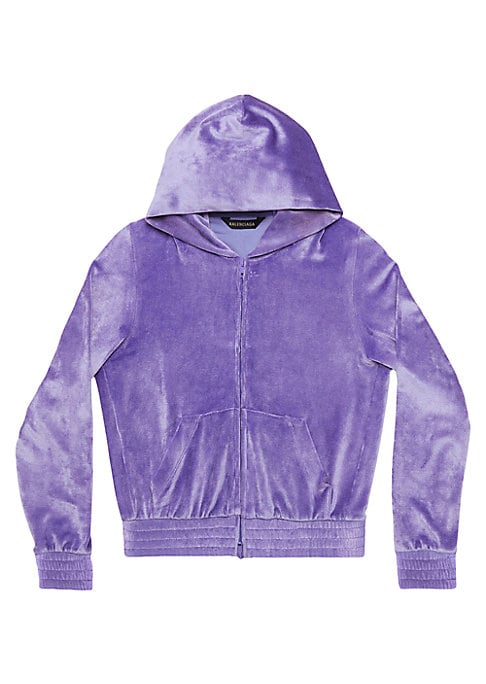 Rhinestone Zip-Up Velvet Hoodie