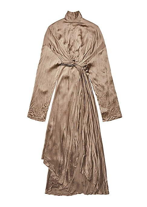 Draped Asymmetrical Silk Dress