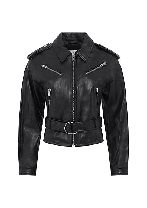 Chic Leather Belted Jacket