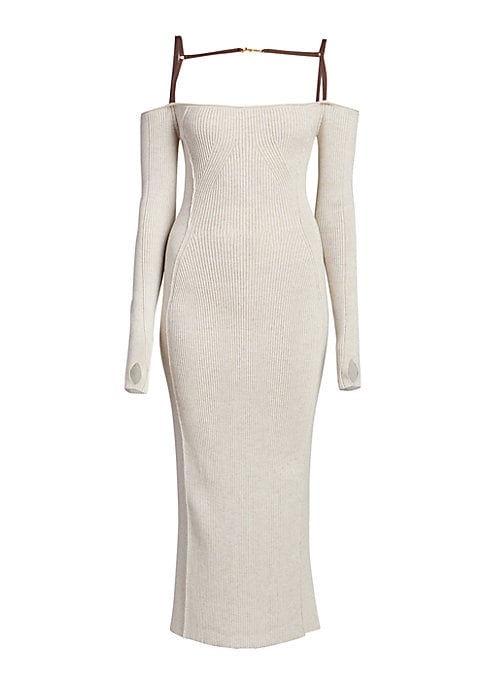 Chic Ribbed Off-Shoulder Dress