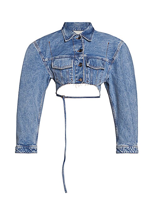 Frayed Denim Wrap Jacket