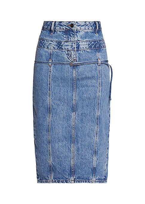 Tiered Denim Midi Skirt