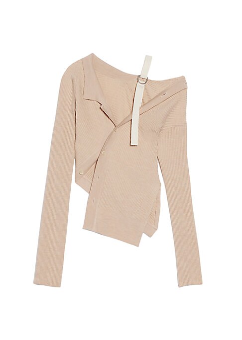 Asymmetrical Wool Knit Cardigan