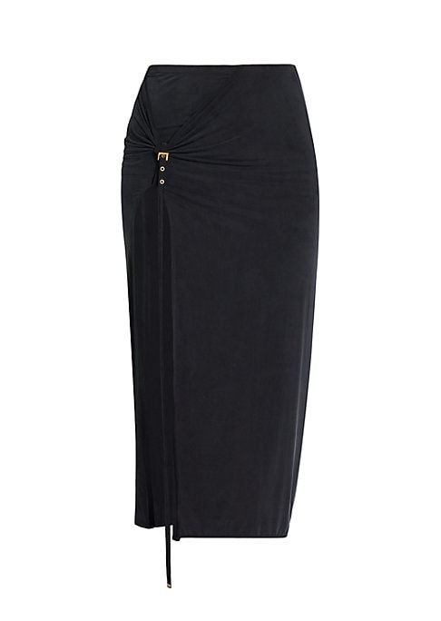 Buckle Wrap Midi Skirt