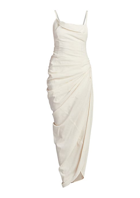 Draped Slit Evening Gown