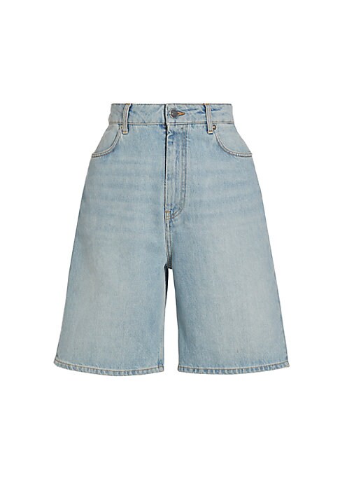 Faded High-Waist Denim Shorts