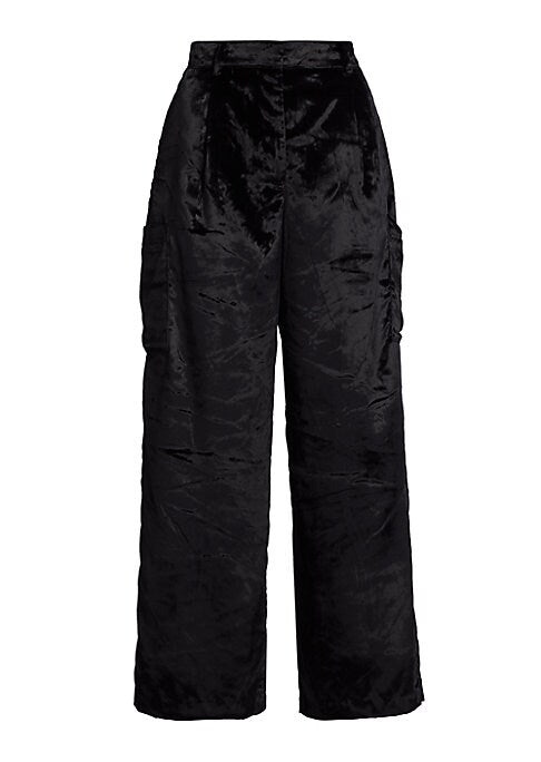 Velvet Wide-Leg Cargo Trousers