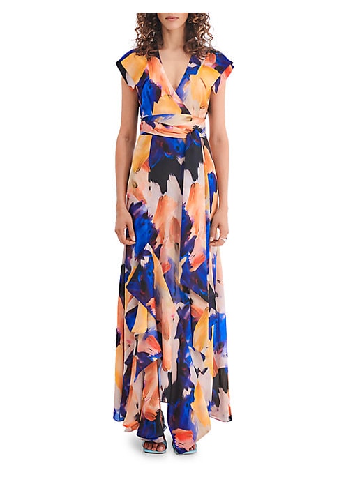 Abstract Elegance Wrap Dress