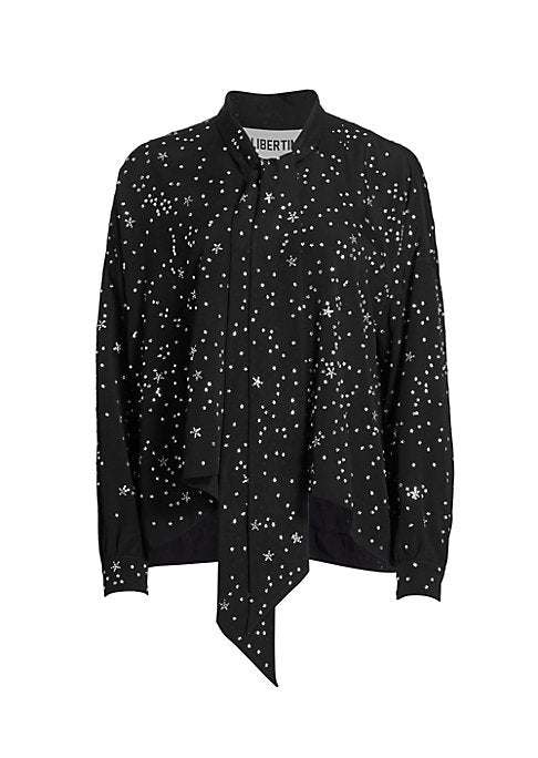Starlit Silk Tie Blouse