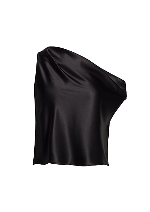 Silk Cowl One-Shoulder Top