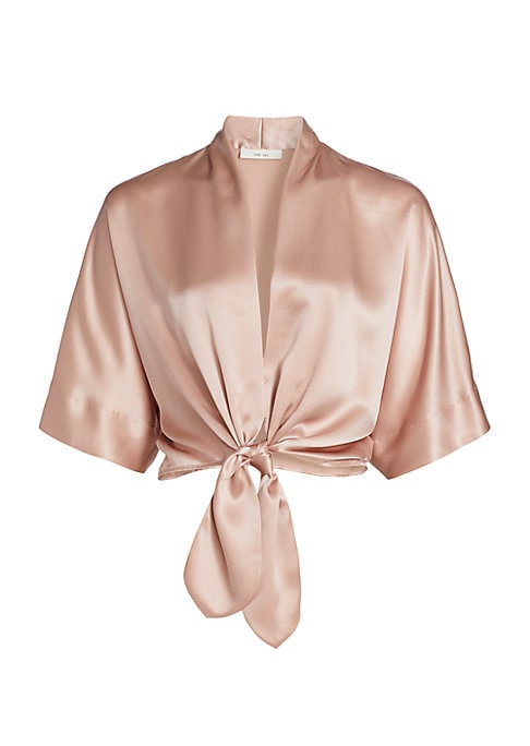 Silk Cropped Tie Blouse