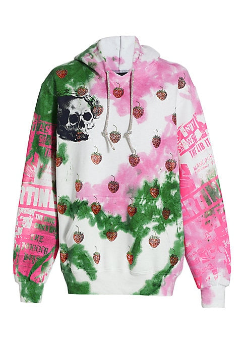 Glitzy Strawberry Tie-Dye Hoodie