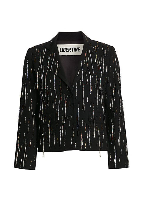 Shimmering Wool Crop Blazer