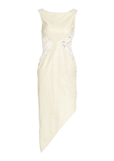 Lace & Twill Midi Dress