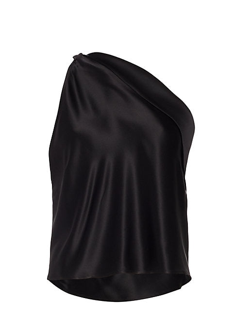 Silky One-Shoulder Cowl Top