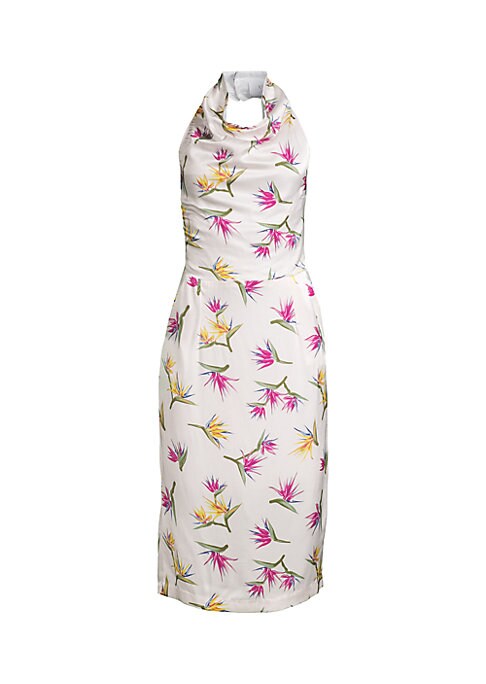 Tropical Satin Midi Dress