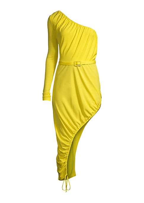 Slit Ruched Midi Dress