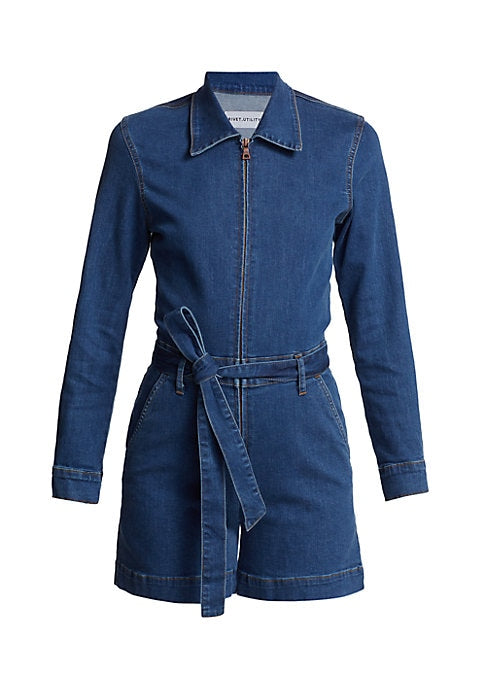 Belted Denim Utility Romper