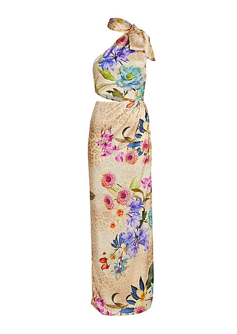Floral Leopard Silk Gown