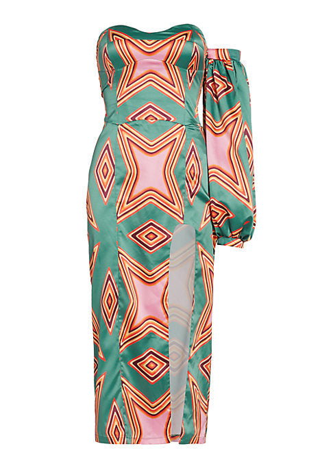 Chic Satin Geometric Dress