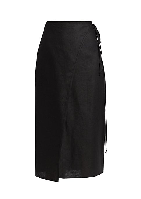 Asymmetric Linen Midi Skirt