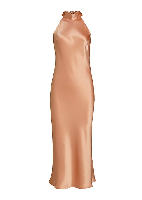 Satin Draped Halter Dress