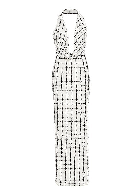 Chic Grid Cowl Gown