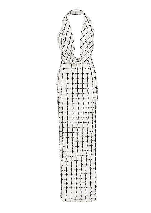 Chic Grid Cowl Gown