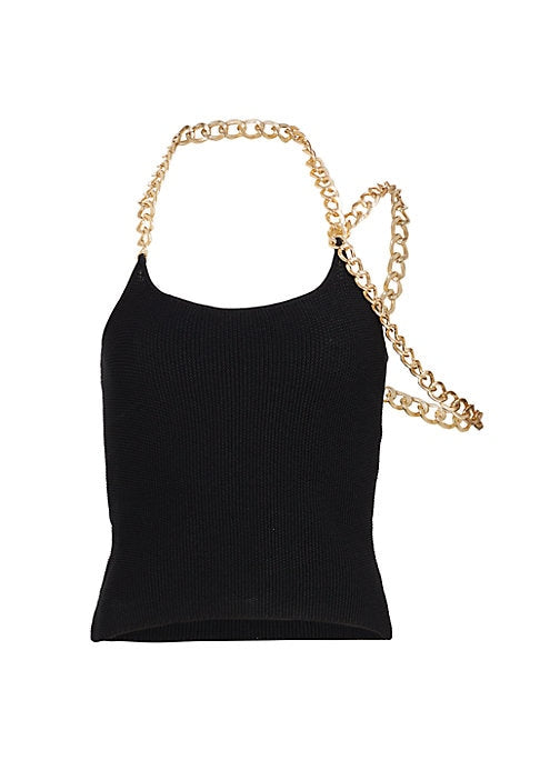 Draped Chain Strap Top