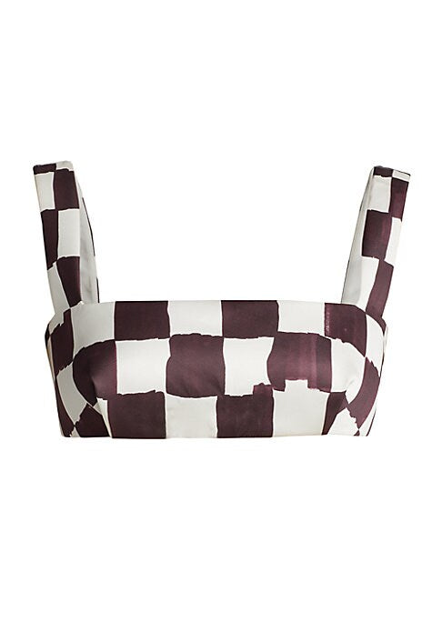 Checkered Satin Crop Top